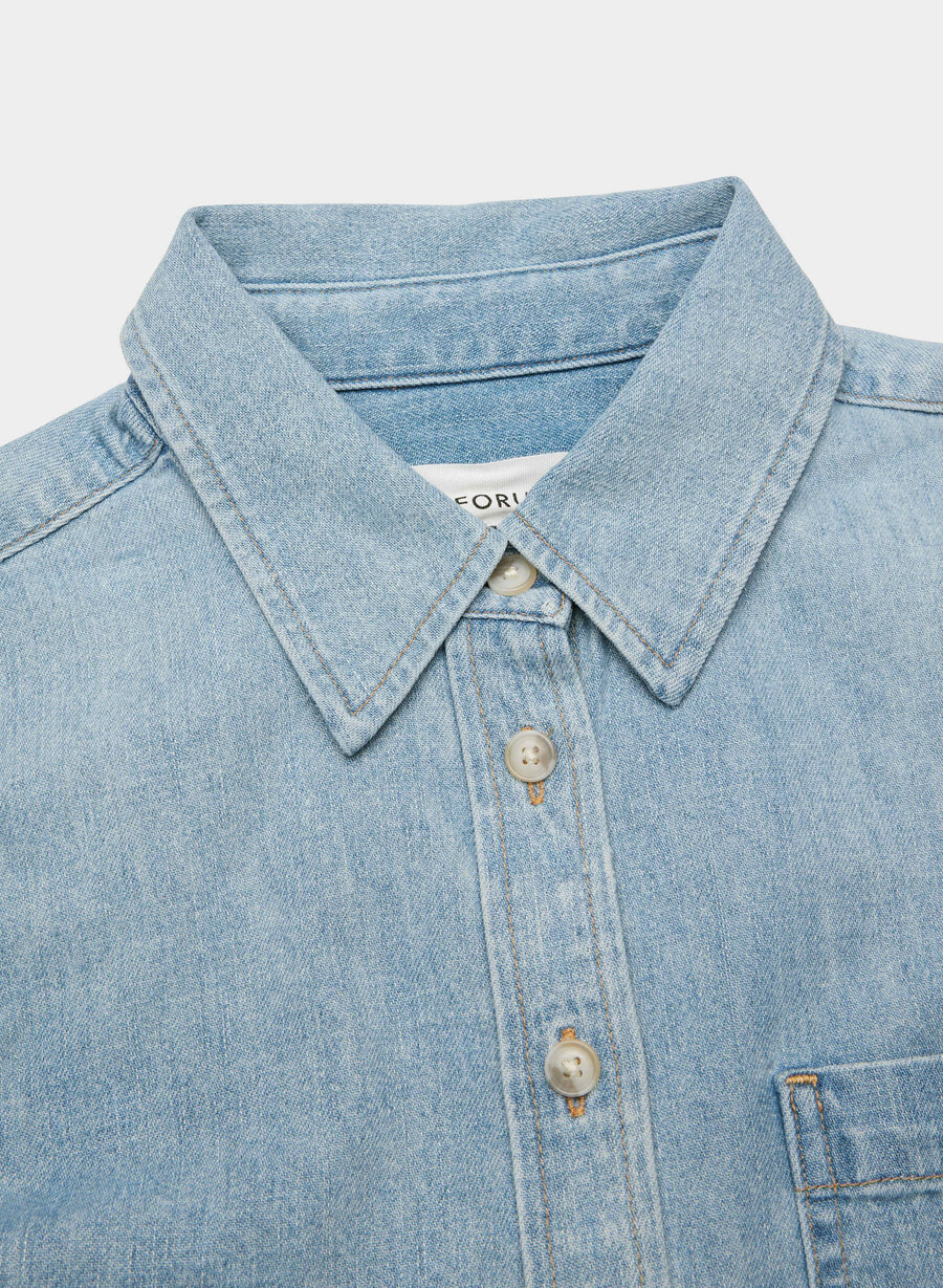 denim forum cămașă din denim cu talie confortabilă stil anii 80 bleu taboo 7 ani