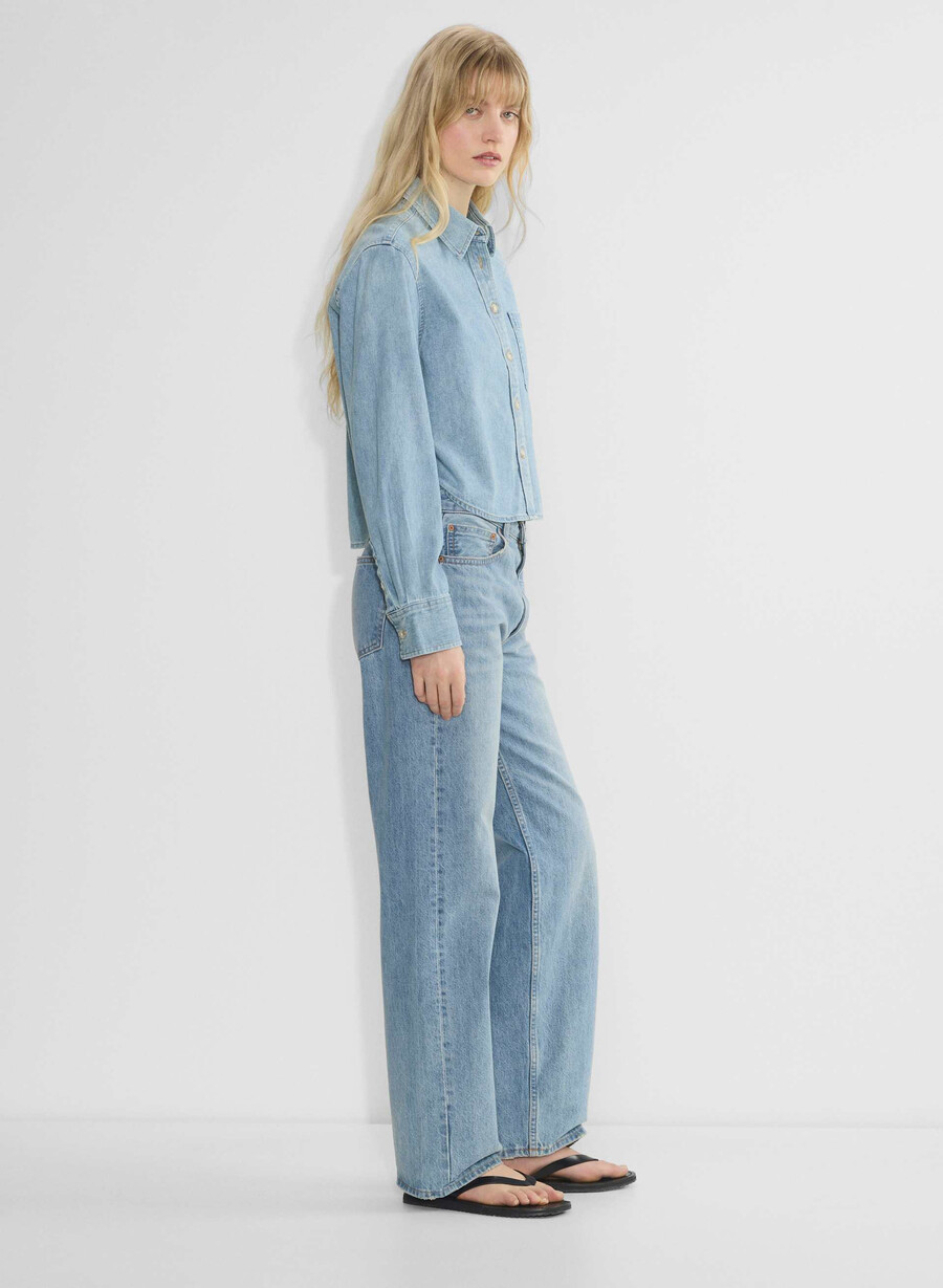 denim forum cămașă din denim cu talie confortabilă stil anii 80 bleu taboo 7 ani