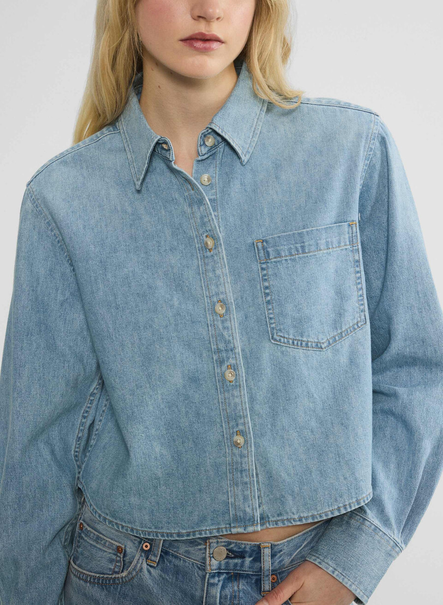 denim forum cămașă din denim cu talie confortabilă stil anii 80 bleu taboo 7 ani