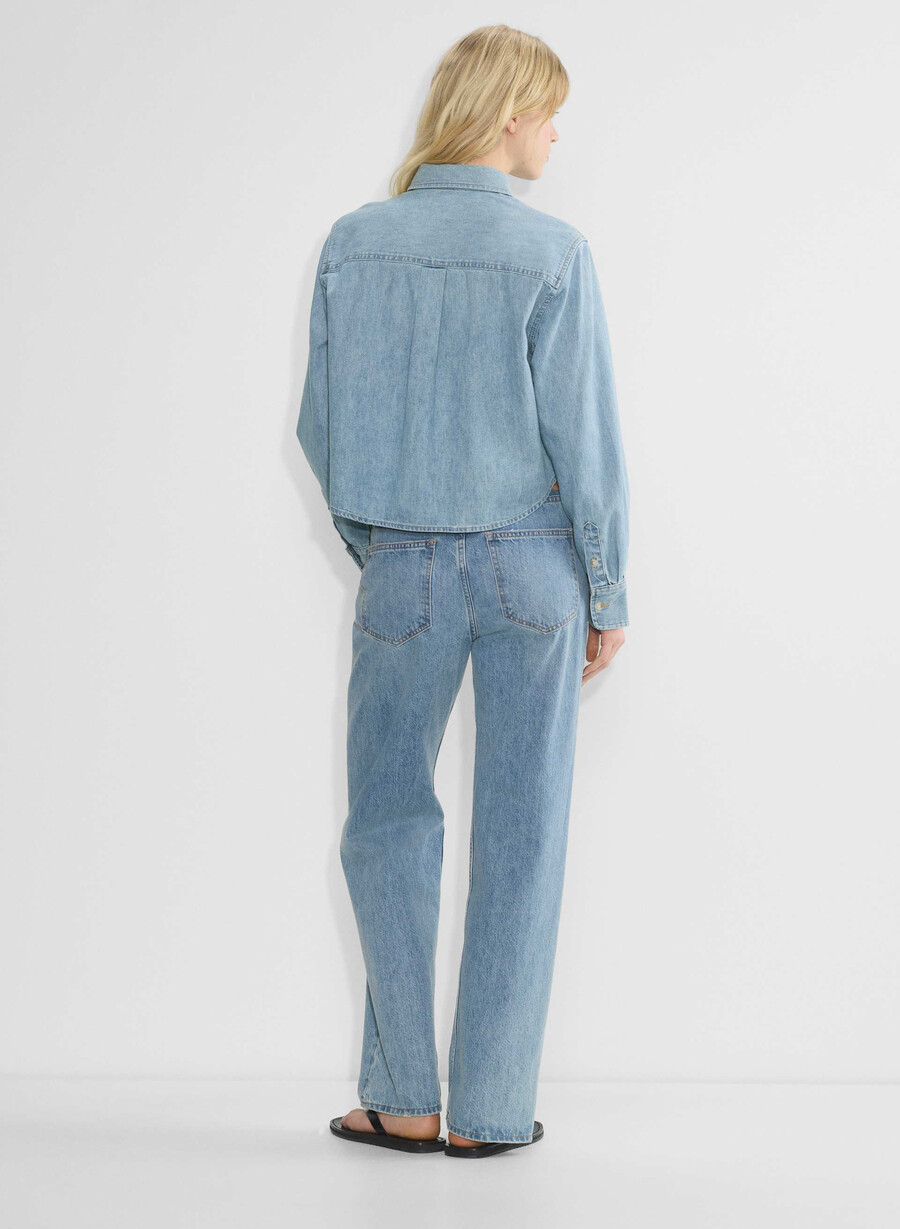 denim forum cămașă din denim cu talie confortabilă stil anii 80 bleu taboo 7 ani