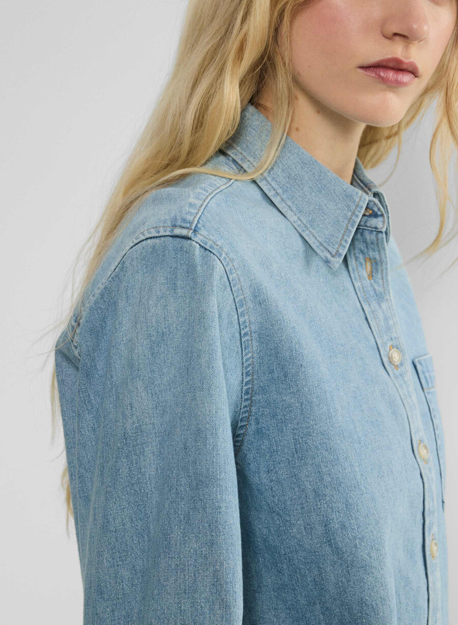 denim forum cămașă din denim cu talie confortabilă stil anii 80 bleu taboo 7 ani