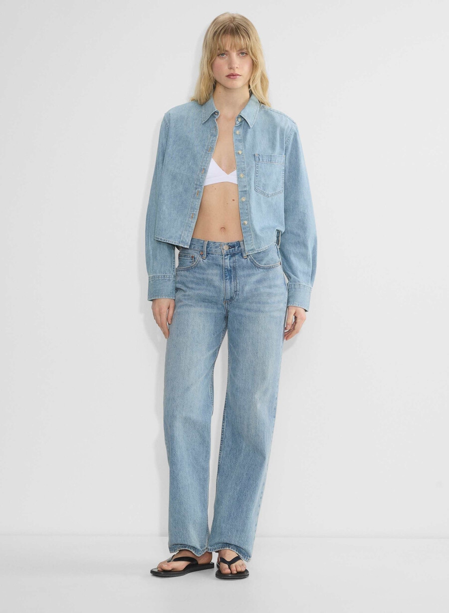 denim forum cămașă din denim cu talie confortabilă stil anii 80 bleu taboo 7 ani