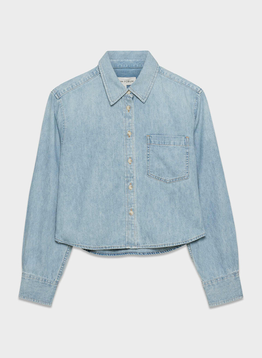 denim forum cămașă din denim cu talie confortabilă stil anii 80 bleu taboo 7 ani
