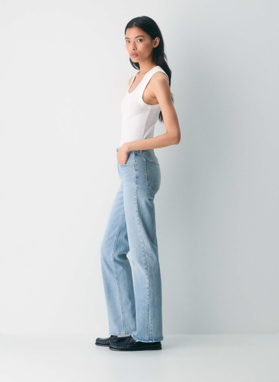 denim forum blugi drepți cu talie înaltă model anii 90 model bleu taboo 7 ani