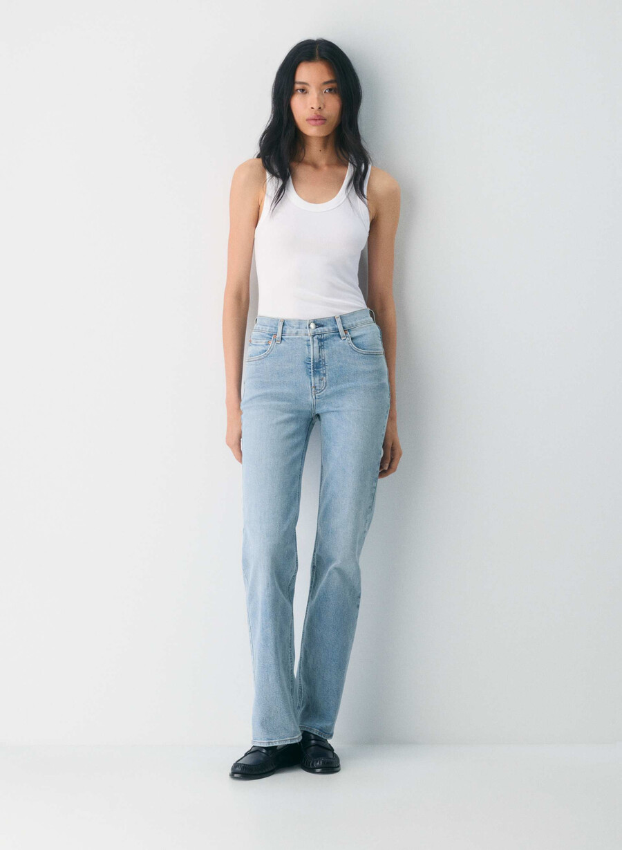 denim forum blugi drepți cu talie înaltă model anii 90 model bleu taboo 7 ani