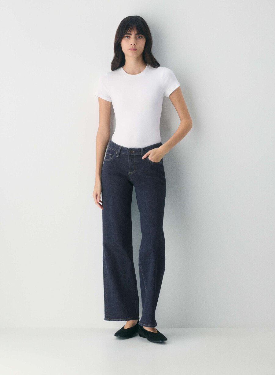 blugi denim forum pam super lo-rise wide no-stress albastru Închis
