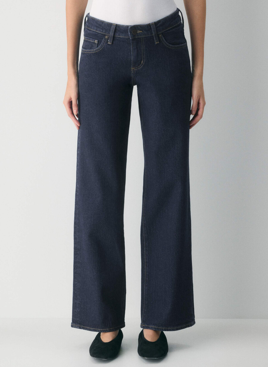 blugi denim forum pam super lo-rise wide no-stress albastru Închis
