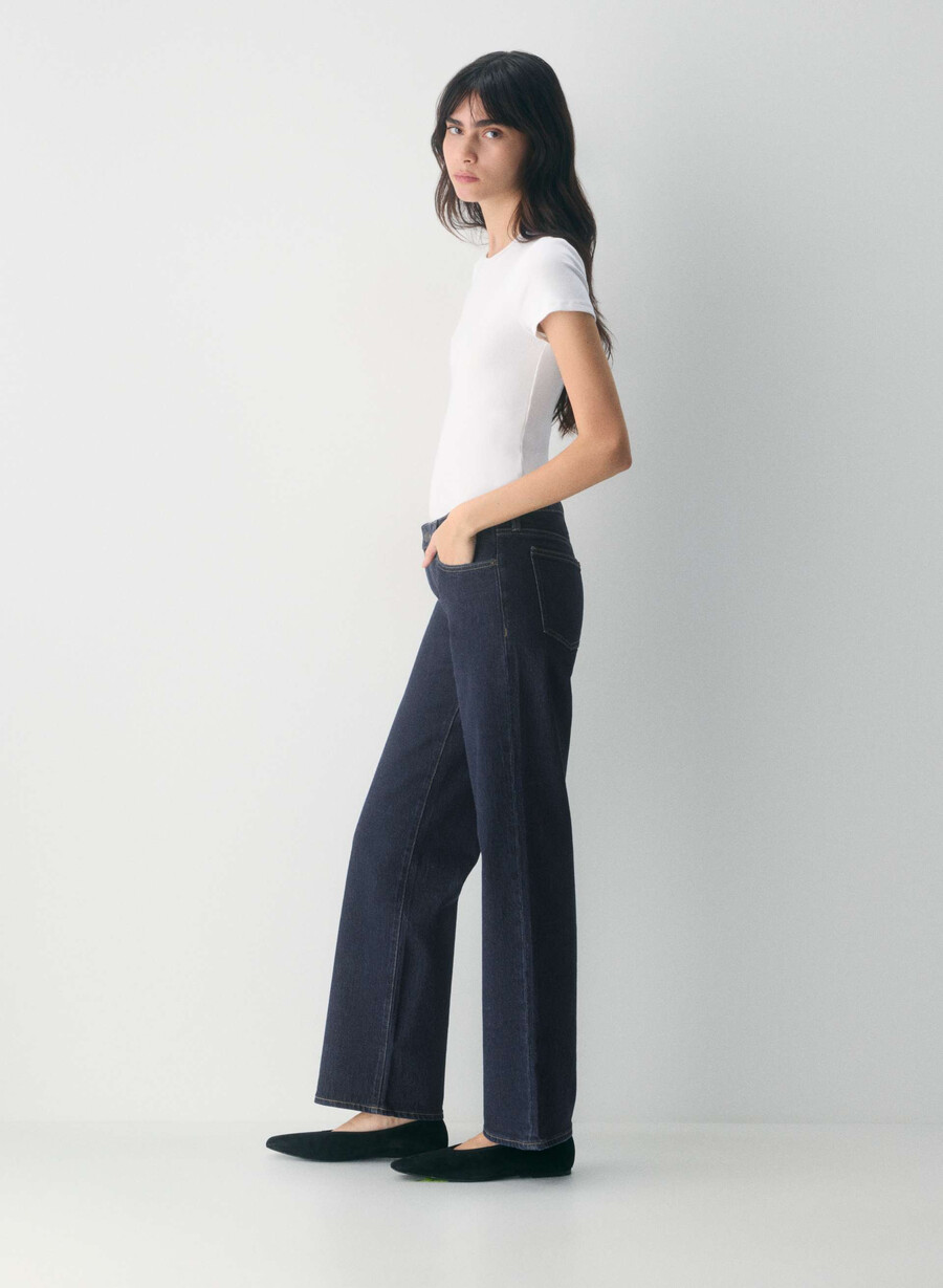 blugi denim forum pam super lo-rise wide no-stress albastru Închis