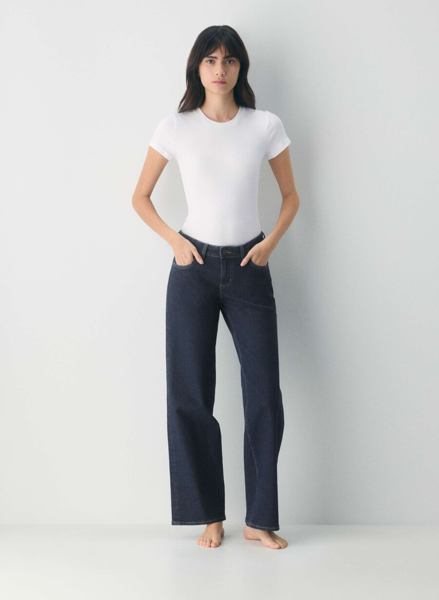 blugi denim forum pam super lo-rise wide no-stress albastru Închis