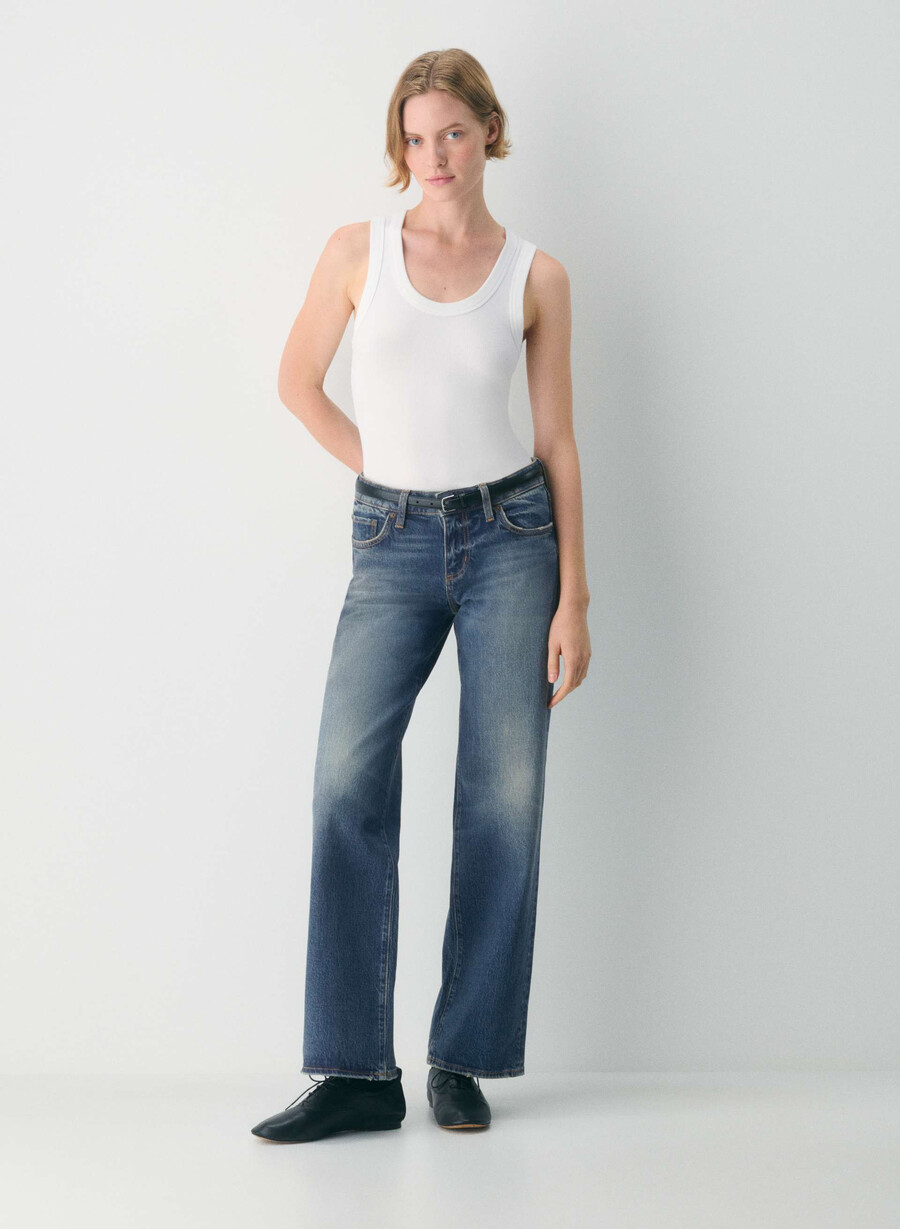blugi denim forum pam super lo-rise wide albastru Închis vintage