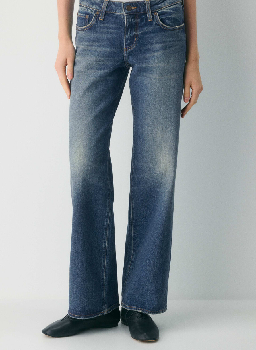 blugi denim forum pam super lo-rise wide albastru Închis vintage