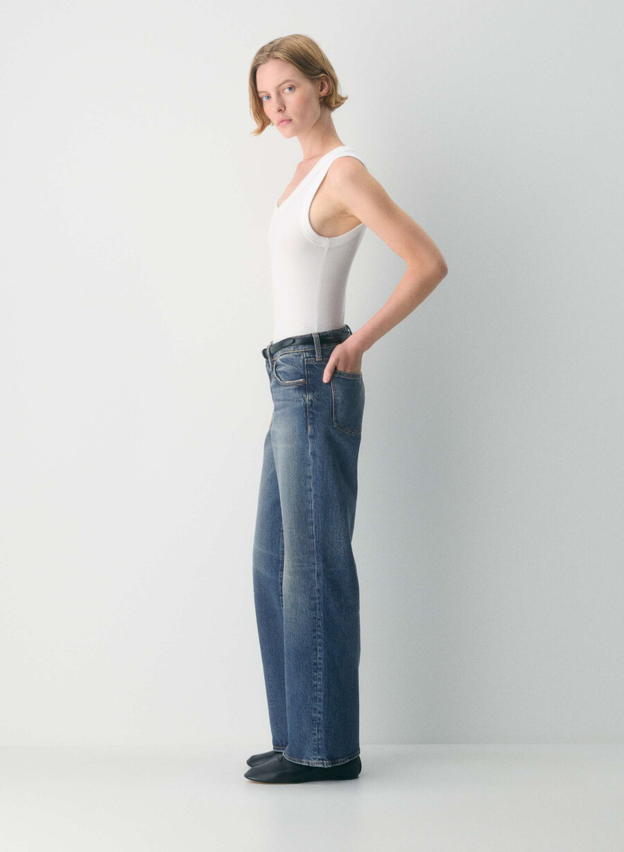 blugi denim forum pam super lo-rise wide albastru Închis vintage