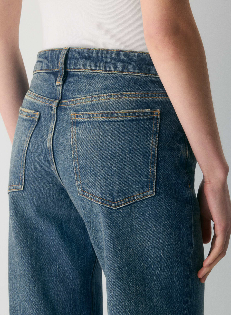 blugi denim forum pam super lo-rise wide albastru Închis vintage
