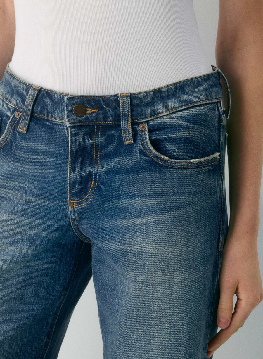 blugi denim forum pam super lo-rise wide albastru Închis vintage