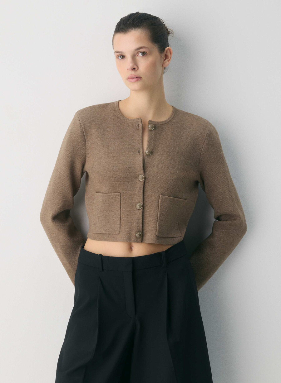 cardigan remarcabil - wonder yarn heather folio brown