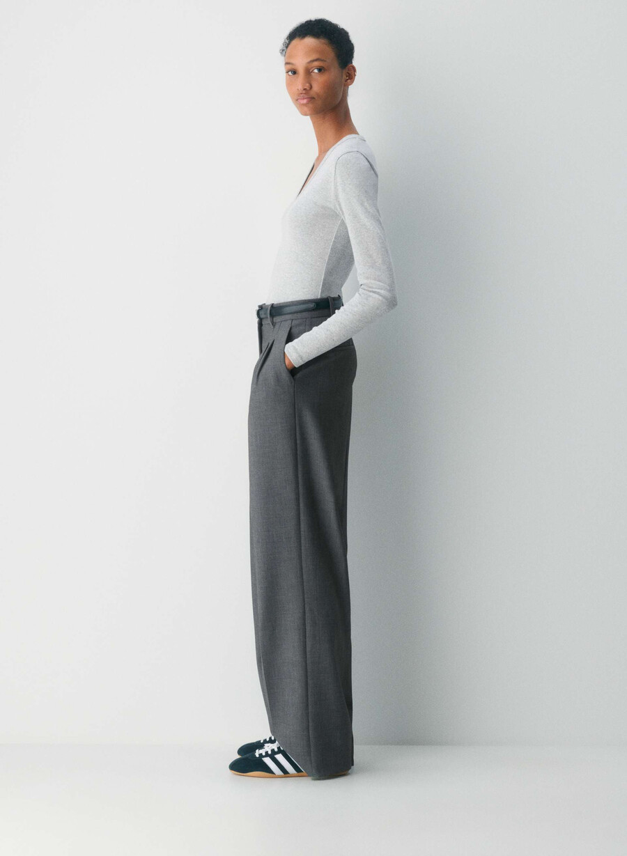 tricou homestretch cu mânecă lungă decolteu adânc în v culoare heather chrome