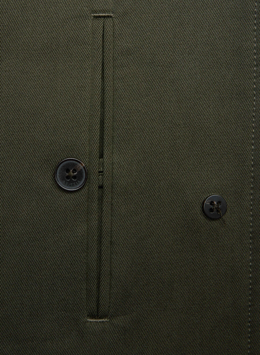 trench scurt regent - twill bogat măsliniu închis
