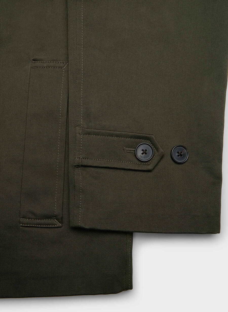 trench scurt regent - twill bogat măsliniu închis