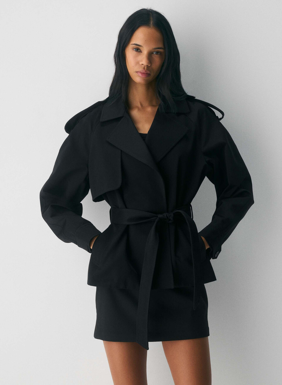 trench davis - rich twill black