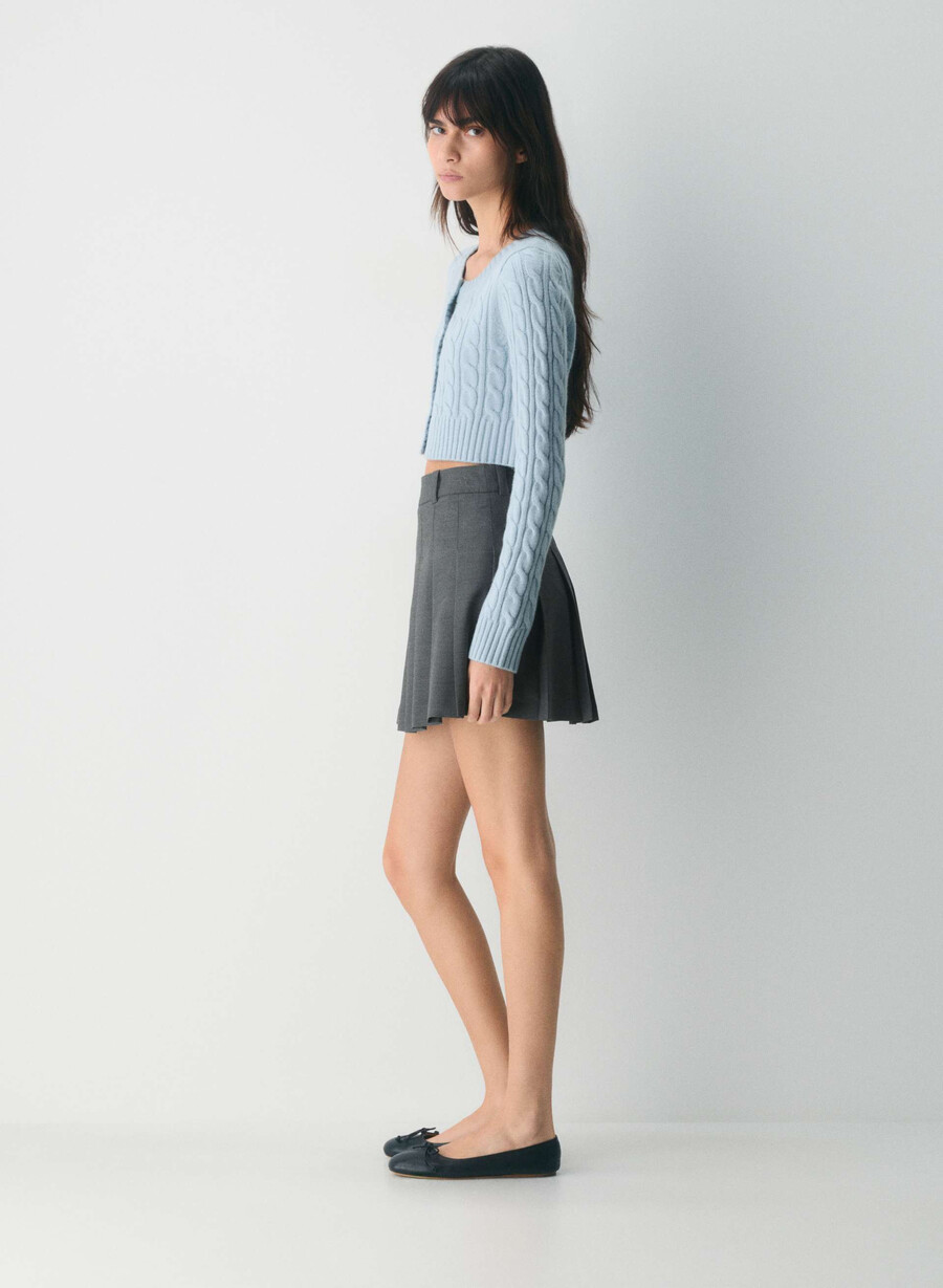 cardigan cu model ceașcă de ceai dew blue