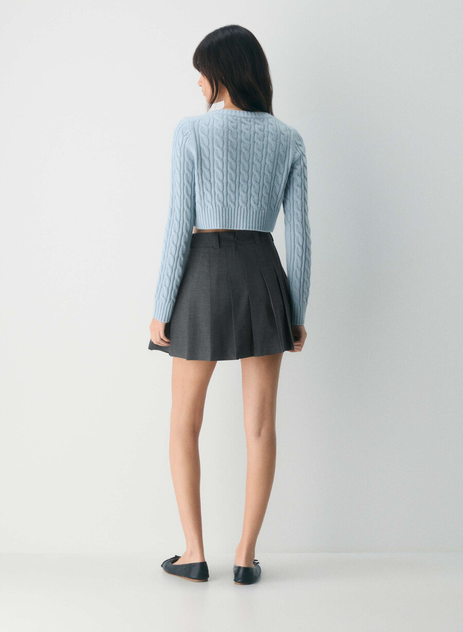 cardigan cu model ceașcă de ceai dew blue