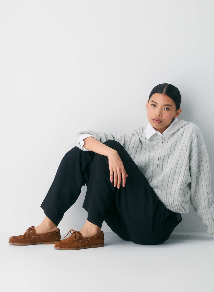 pantofi sport sperry x aritzia ao - piele întoarsă chocolatier brown
