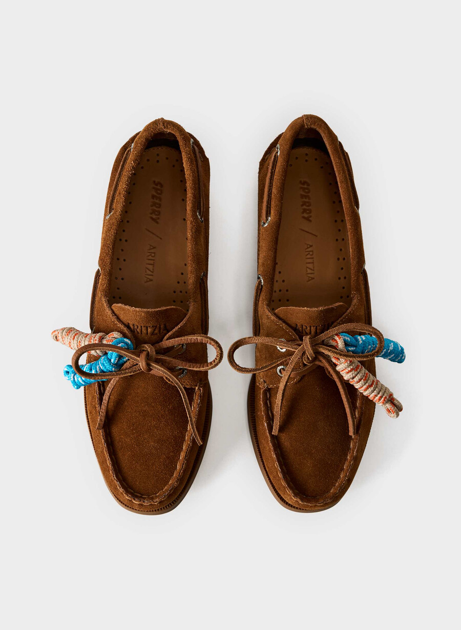 pantofi sport sperry x aritzia ao - piele întoarsă chocolatier brown