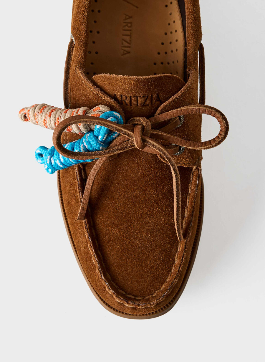 pantofi sport sperry x aritzia ao - piele întoarsă chocolatier brown