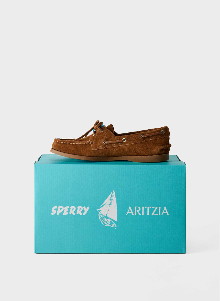 pantofi sport sperry x aritzia ao - piele întoarsă chocolatier brown