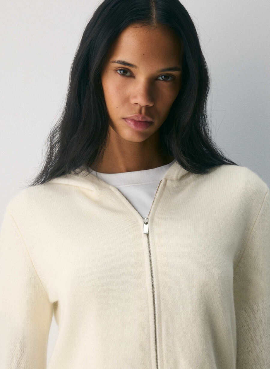 hanorac essential cashmere idyllic cu fermoar culoare mesteacăn deschis