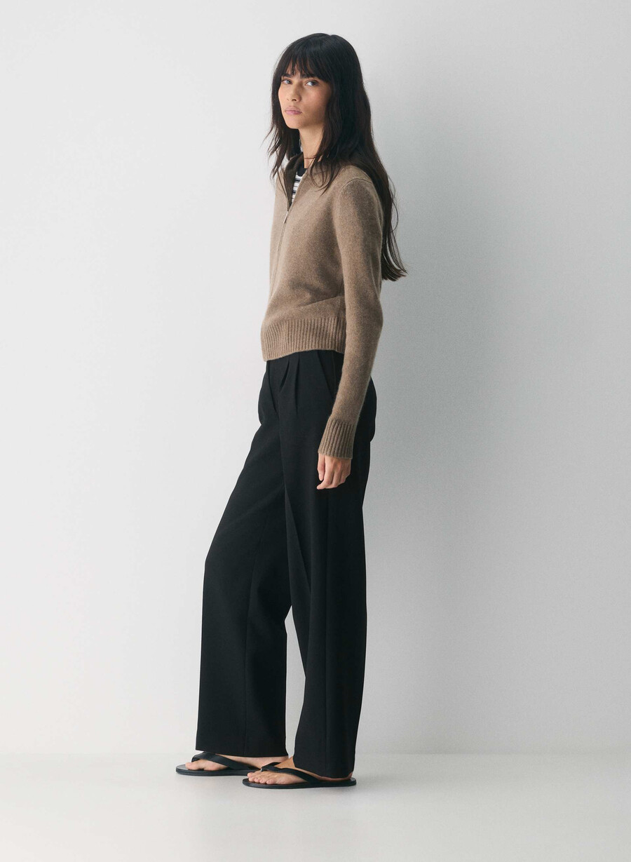 hanorac essential cashmere idyllic cu fermoar maro chinuit