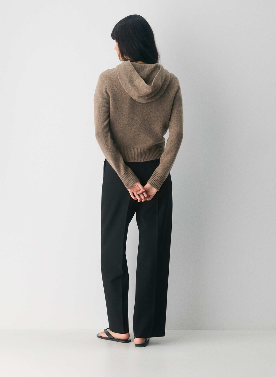 hanorac essential cashmere idyllic cu fermoar maro chinuit