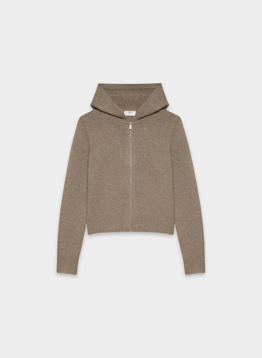 hanorac essential cashmere idyllic cu fermoar maro chinuit