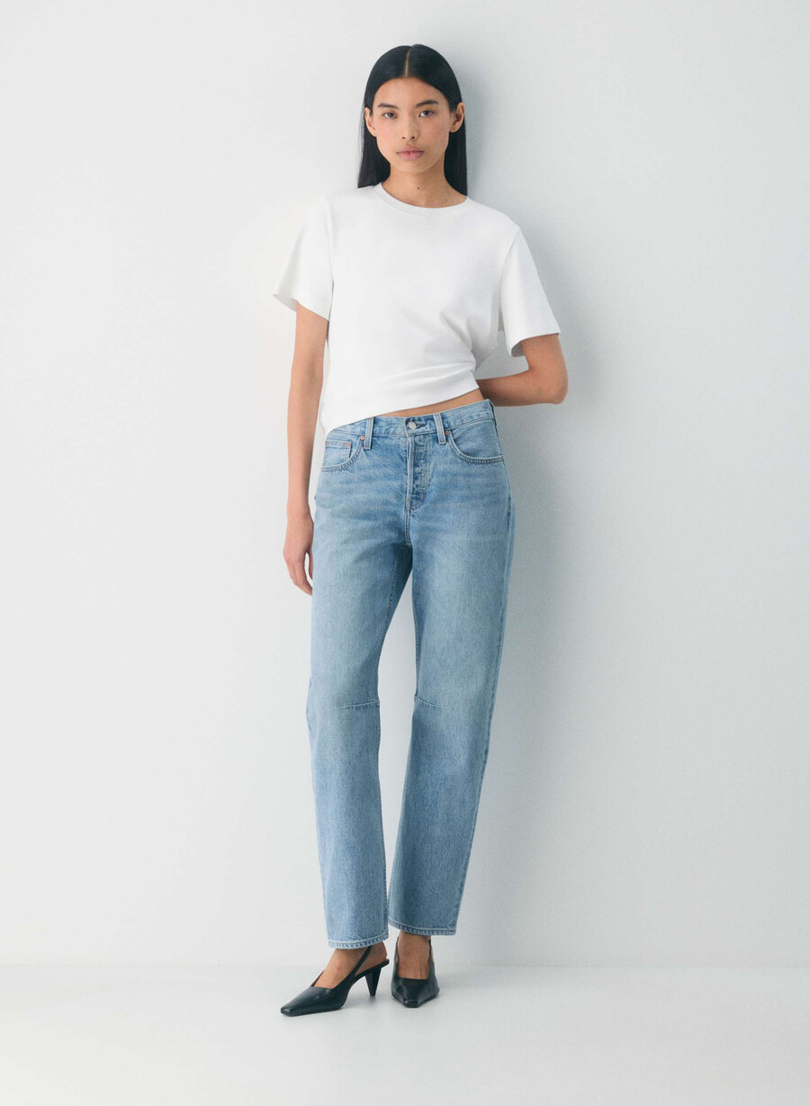 blugi denim forum cu talie medie lejeri conici din anii 90 bleu taboo 7 ani
