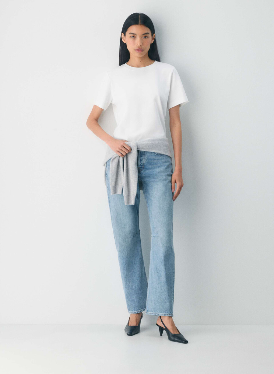 blugi denim forum cu talie medie lejeri conici din anii 90 bleu taboo 7 ani