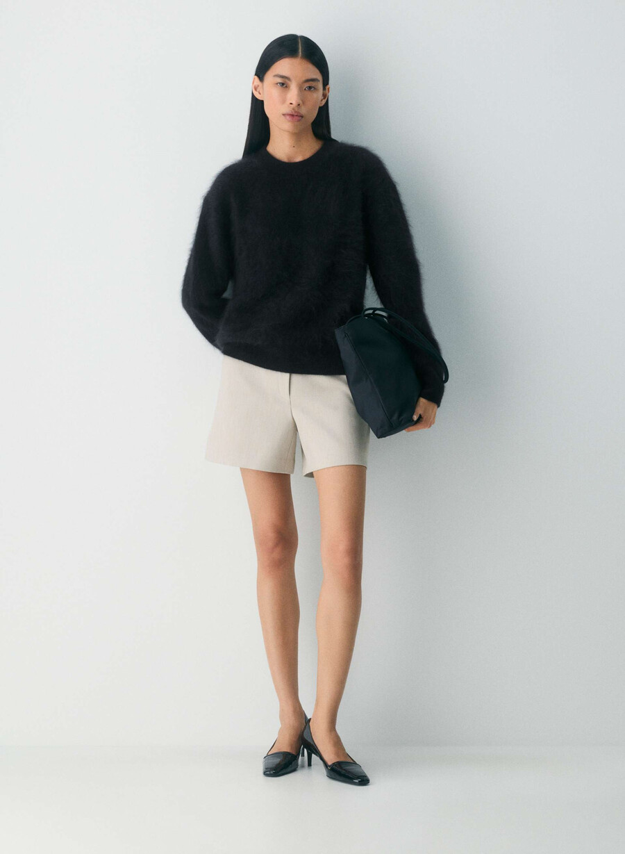pantaloni scurți new agency la jumătatea coapsei culoare heather matte pearl