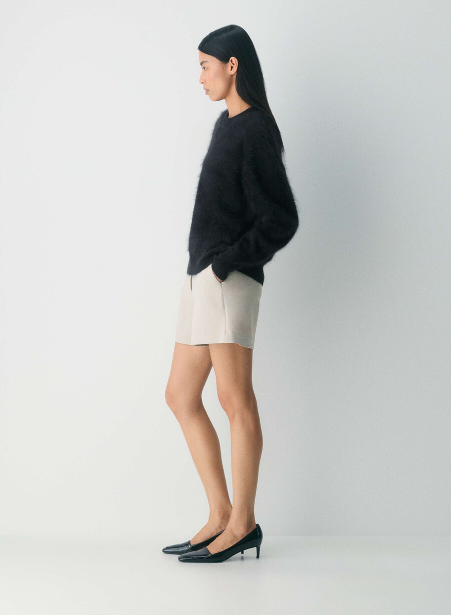 pantaloni scurți new agency la jumătatea coapsei culoare heather matte pearl