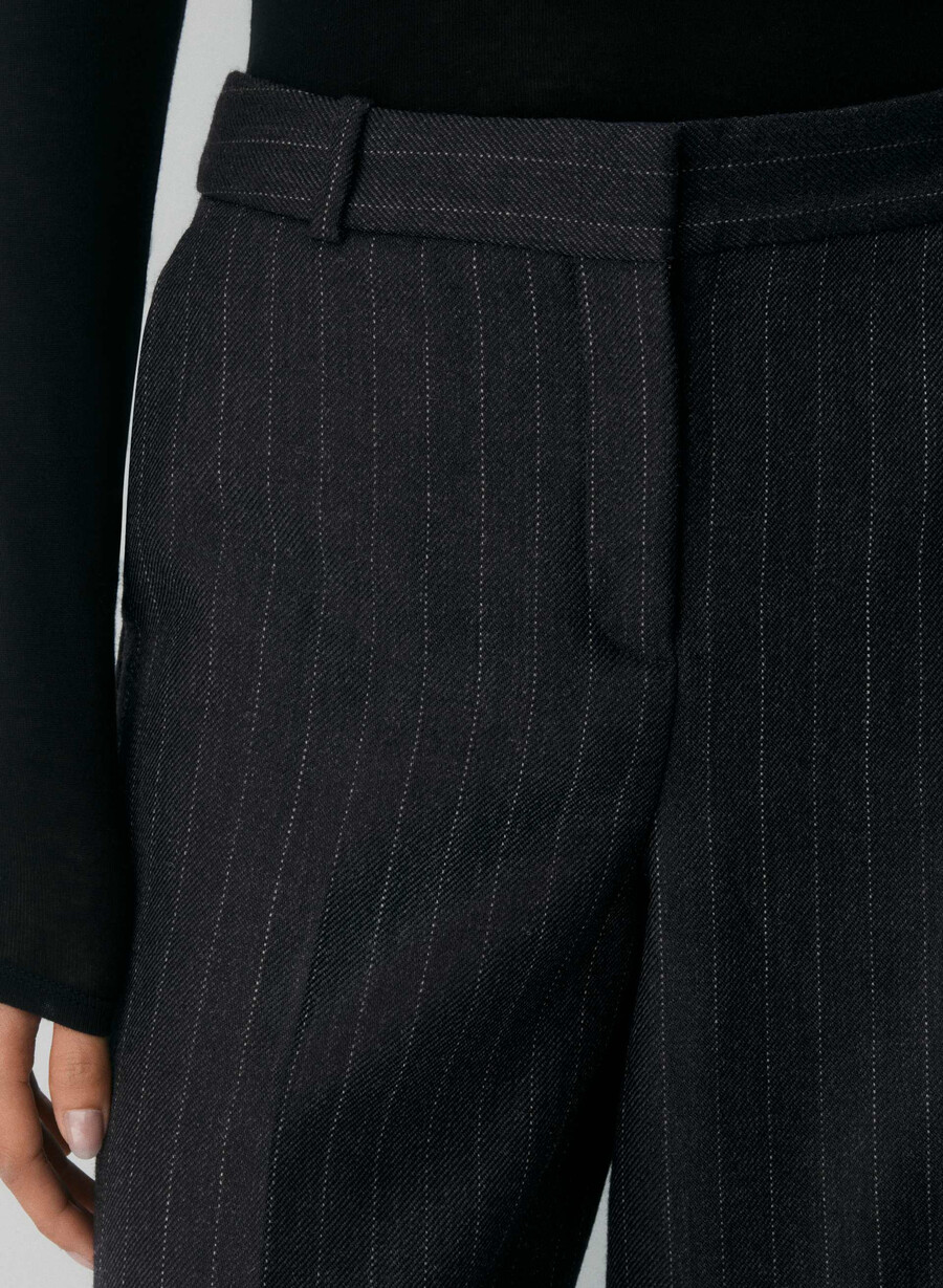 pantaloni sylvan din lână negri