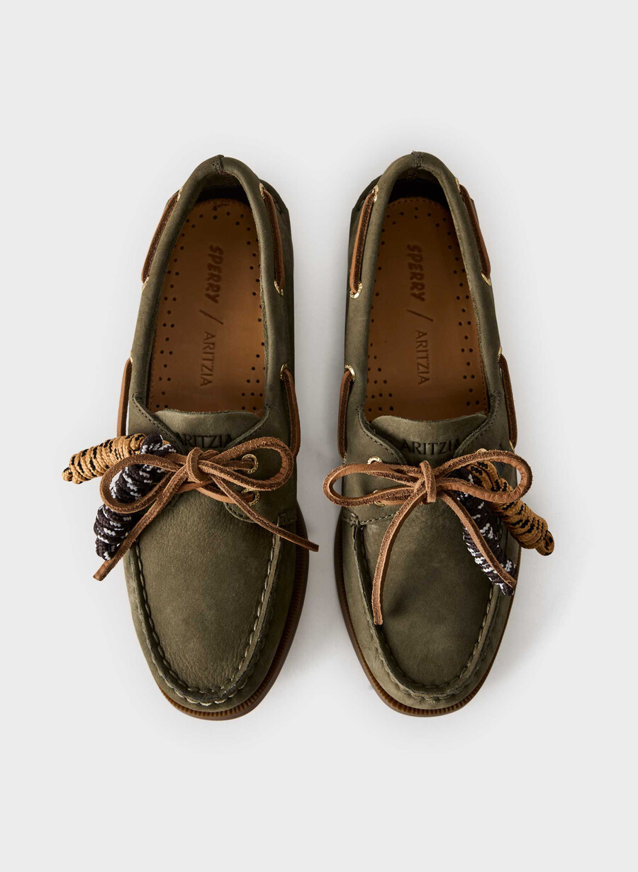 pantofi sport sperry x aritzia ao - piele nubuc dk willow green