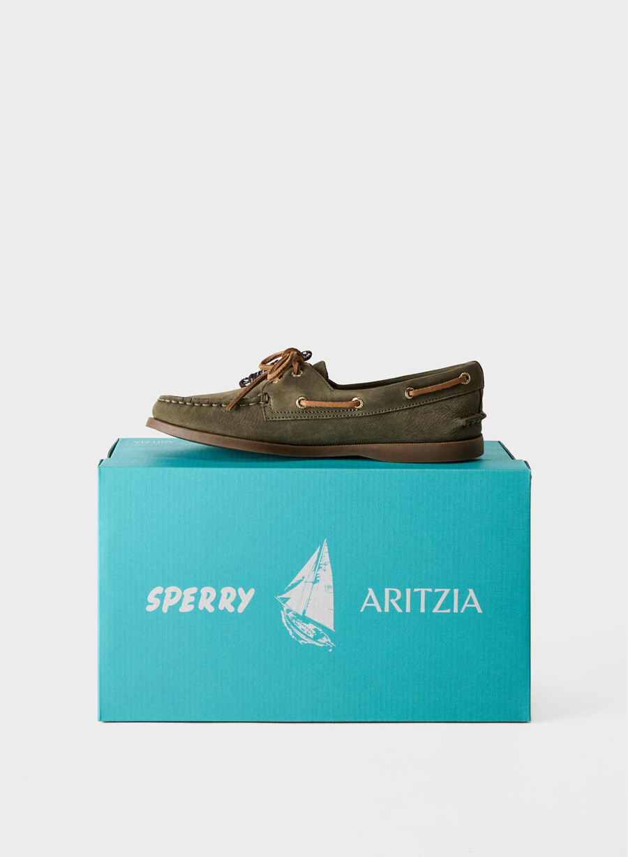 pantofi sport sperry x aritzia ao - piele nubuc dk willow green