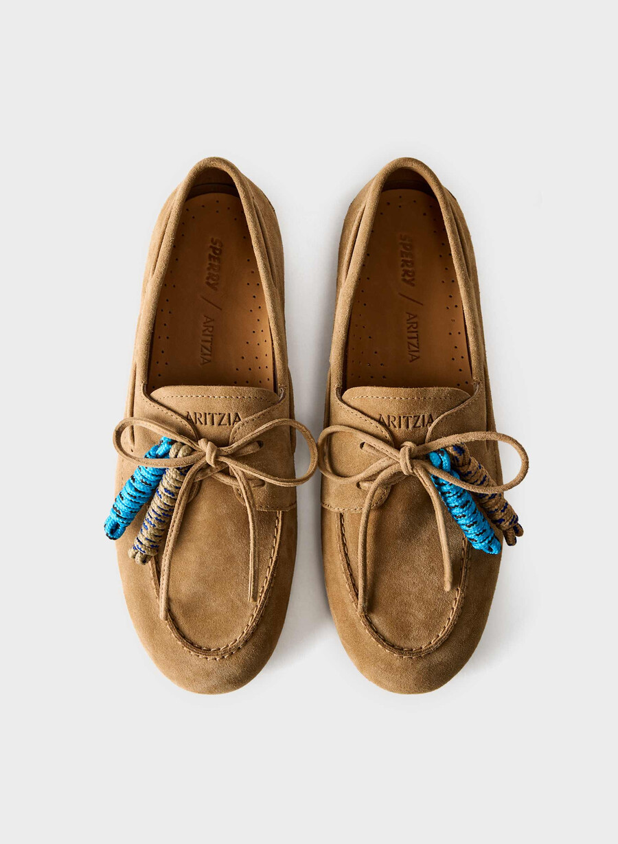 pantofi sport sperry x aritzia slim - piele întoarsă tan kaki