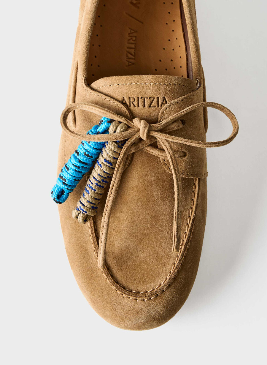 pantofi sport sperry x aritzia slim - piele întoarsă tan kaki