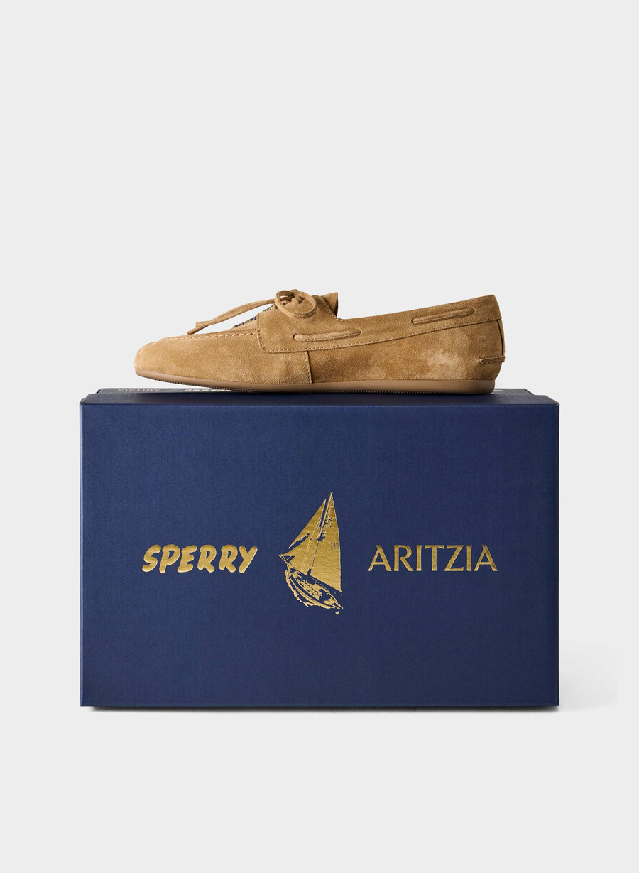 pantofi sport sperry x aritzia slim - piele întoarsă tan kaki