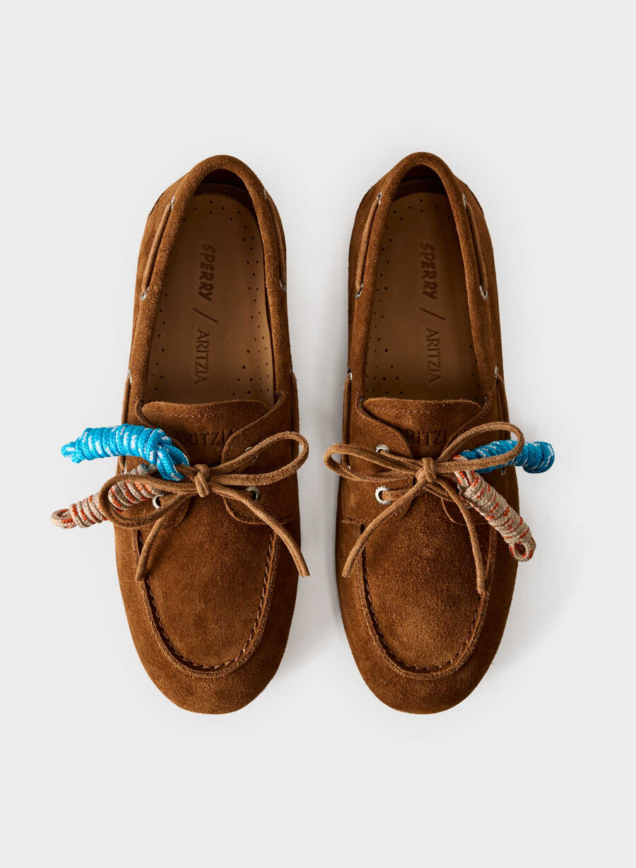 pantofi sport sperry x aritzia slim - piele întoarsă chocolatier brown