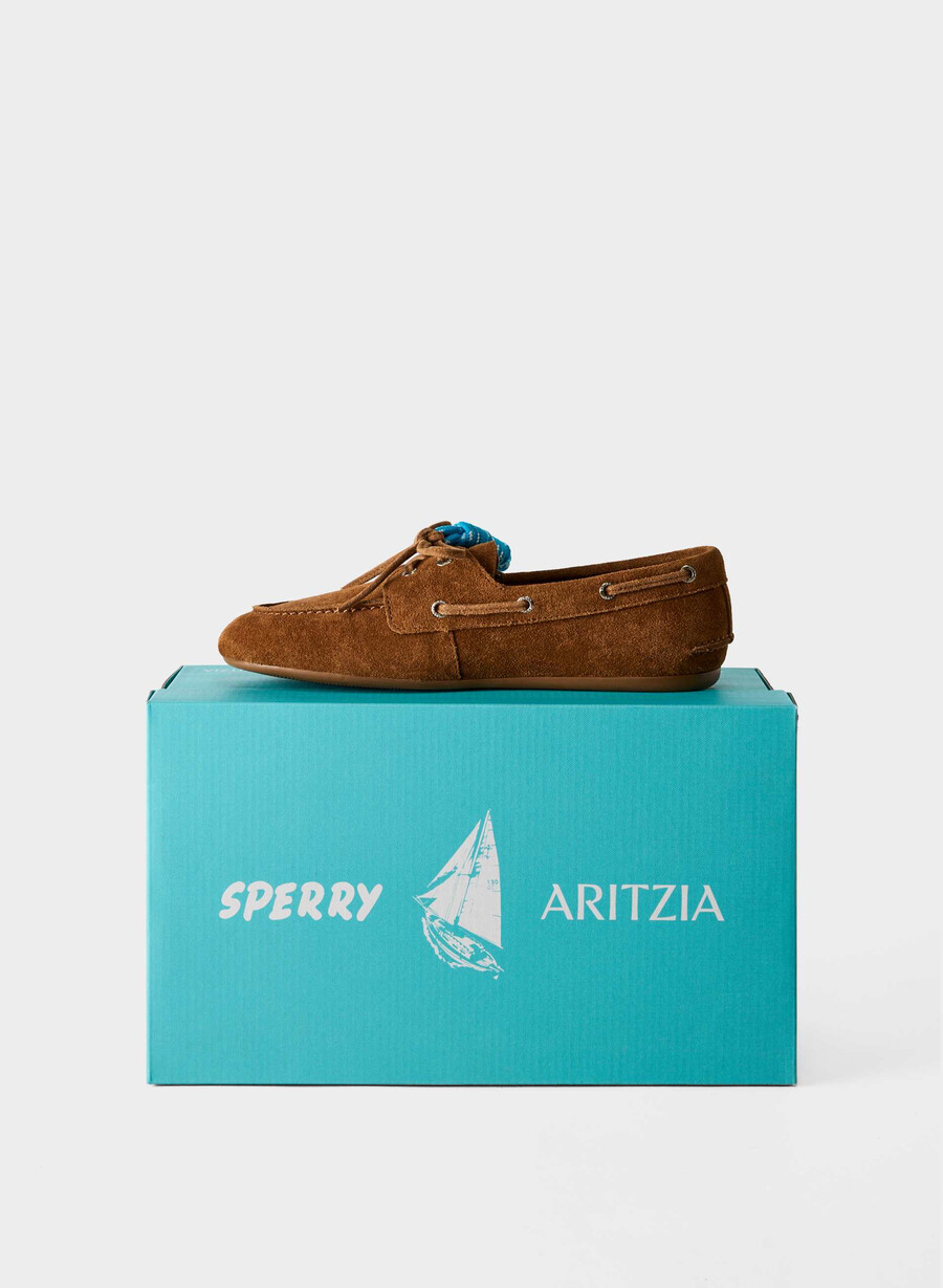 pantofi sport sperry x aritzia slim - piele întoarsă chocolatier brown
