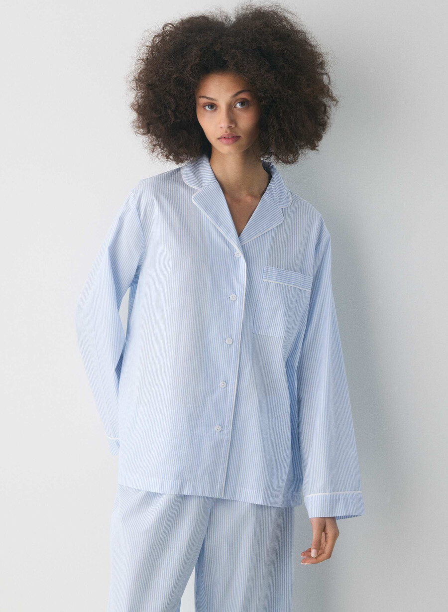 cămașă de pijama laze poplin wlsn strp crfl blwh