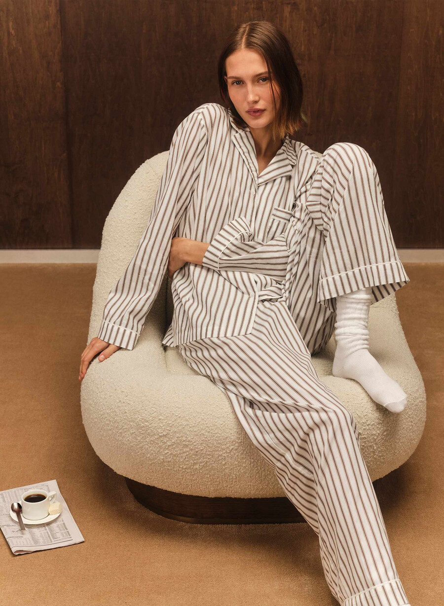 cămașă de pijama din poplin laze joel stripe b wtch
