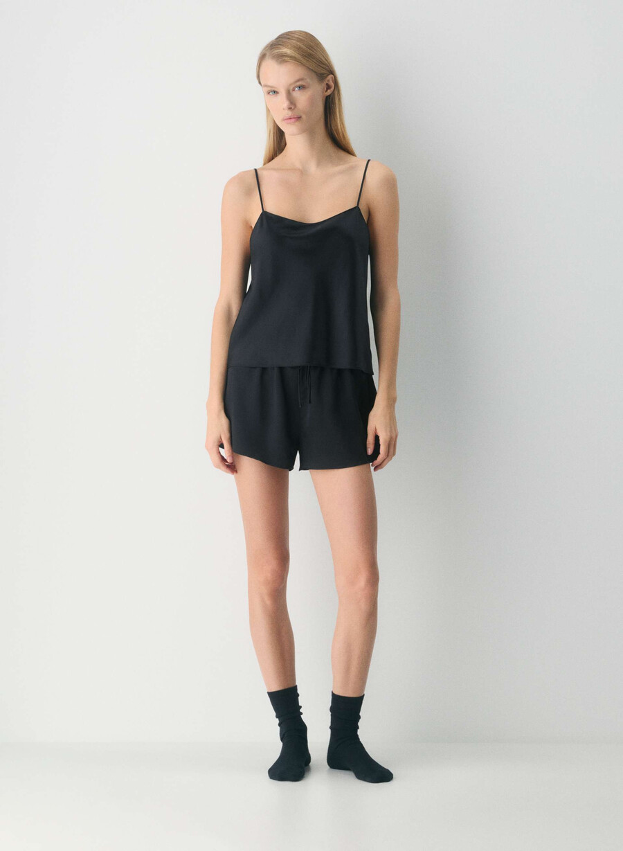 pijama scurtă de mătase nightside negru