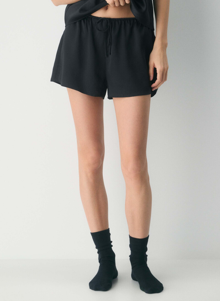 pijama scurtă de mătase nightside negru