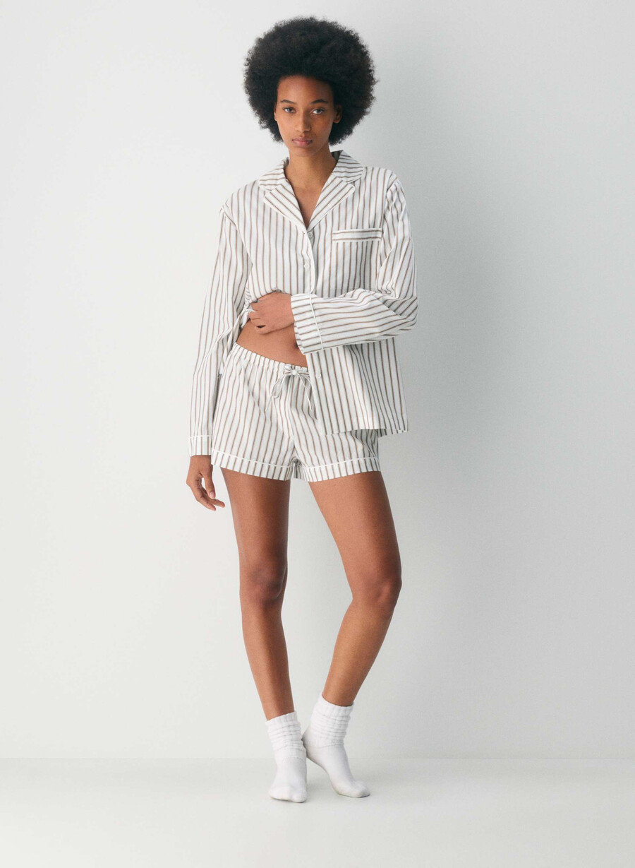 pantaloni scurți de pijama din poplin laze joel stripe b wtch